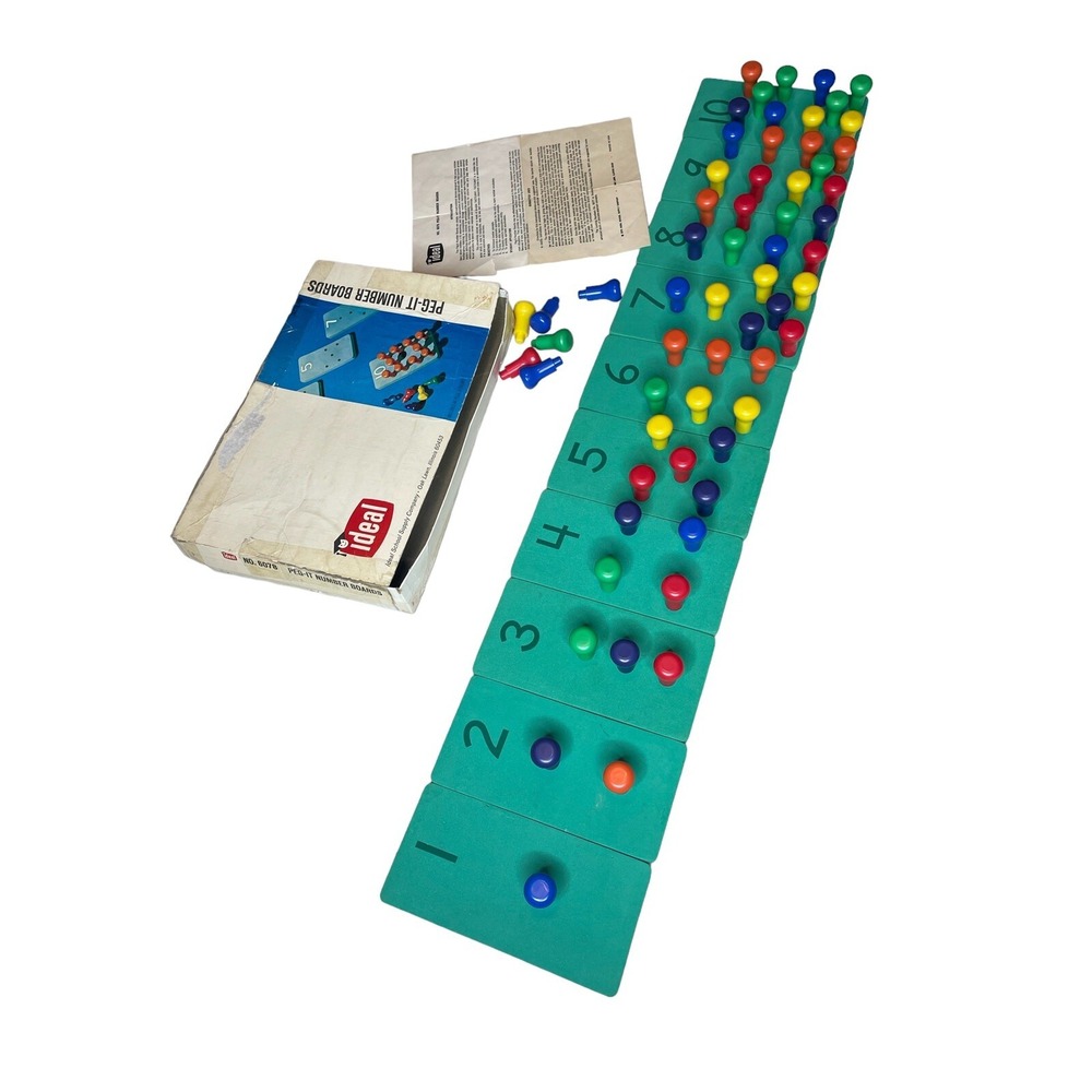 Vintage Ideal Peg -It Number Boards 1970 Game No. 6078